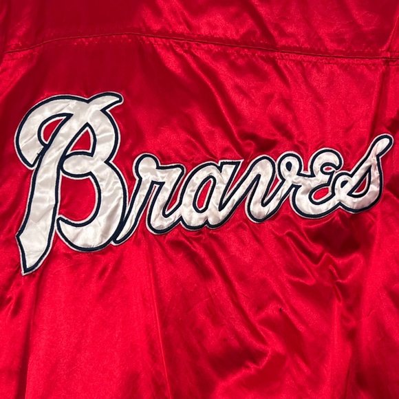 Atlanta Braves Jacket XL Satin Bomber Red Blue Cooperstown Collection G-III - Picture 5 of 16